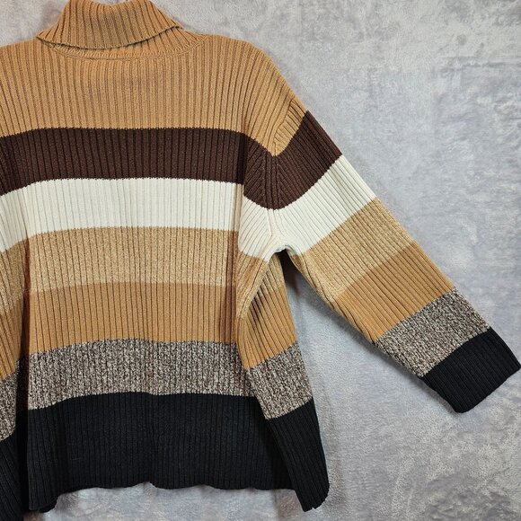 Liz Claiborne Woman Striped Turtleneck Sweater 1X Ribbed Knit career modest - Picture 13 of 14